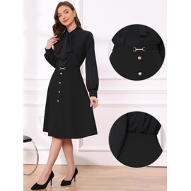 Allegra K A-Line Midi Flare Skirt for Women's Vintage High Waist Pleated Skirts Black S