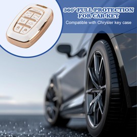 Rislobx Car Key Fob Cover Fit for Chrysler Pacifica 2017-2023, Car Key Fob Protector for Voyager 2021-2023 (7 Button White)