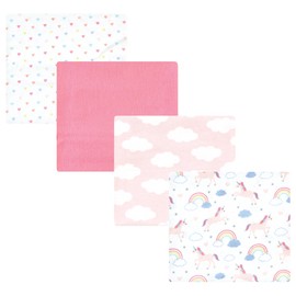 Hudson Baby Unisex Baby Cotton Flannel Receiving Blankets, Unicorns Rainbows, One Size