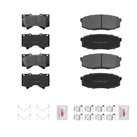 Fraxle Front and Rear Ceramic Brake Pads Set with Hardware For 2007-2021 Toyota Tundra, Sequoia, Land Cruiser, Lexus LX570