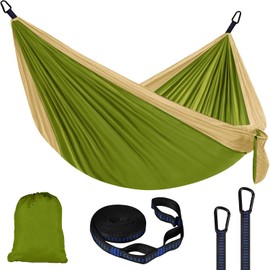 Camping Hammock, Single Hammock Premium Quality Nylon with 2 Tree Straps, Lightweight for Backpacking, Camping Gear for Outdoor, Backpacking, Travel, Beach, Hiking