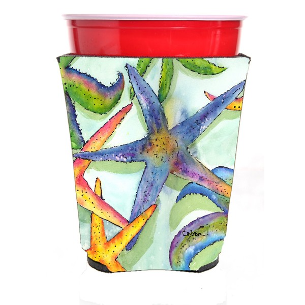 Caroline's Treasures 8542RSC Starfish Red Solo Cup Beverage Insulator Hugger, Red Solo Cup, Multicolor