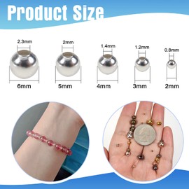 TOAOB 2700pcs Spacer Beads Metal Beads 2 to 6 mm Metal Loose Spacer Beads Round 5 Colours for Bracelets Necklace Earring and DIY Jewellery Making