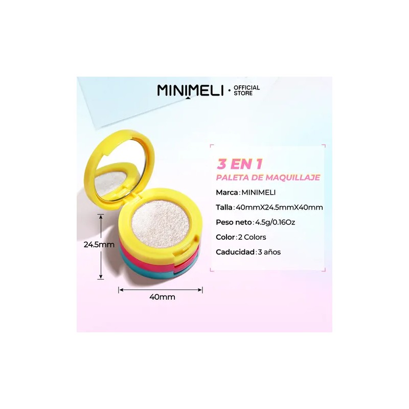 Minimeli 2pcs Kit Paleta 3en1 Rubor Iluminador Y Base Matte