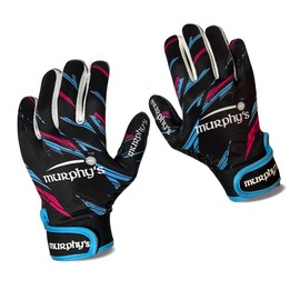 Murphys Gaelic Player’s Gloves, Premium Latex, GAA Superior Grip, Durable and Breathable Design Hook and Loop Closure, Black Blue, 7 - Extra Small