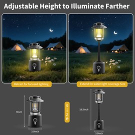 LED Camping Lantern Rechargeable, 8000mAh Telescopic Camping Lights with 3 Light Modes, Waterproof & Impact-Resistant Tent Lights, Lantern Flashlight for Power Outages, Emergency, Hiking, Hurricane
