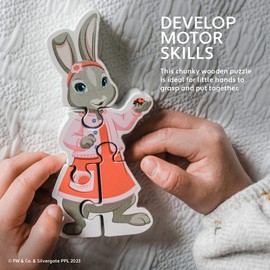Orange Tree Peter Rabbit Children's 13cm Wooden Lily Bobtail Educational Jigsaw Puzzle
