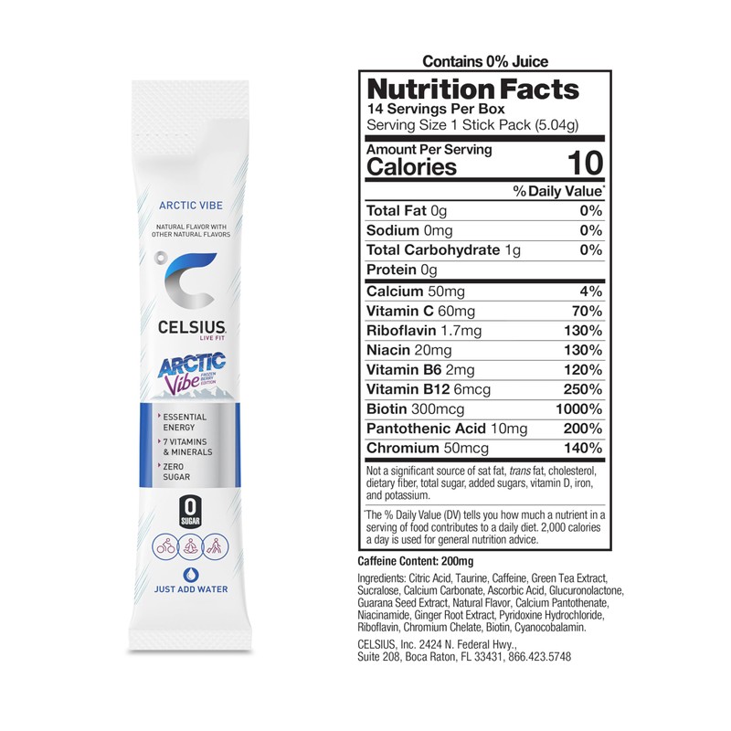 CELSIUS® On-the-Go Powder Sticks Arctic Vibe, Essential Energy 2.5 Oz