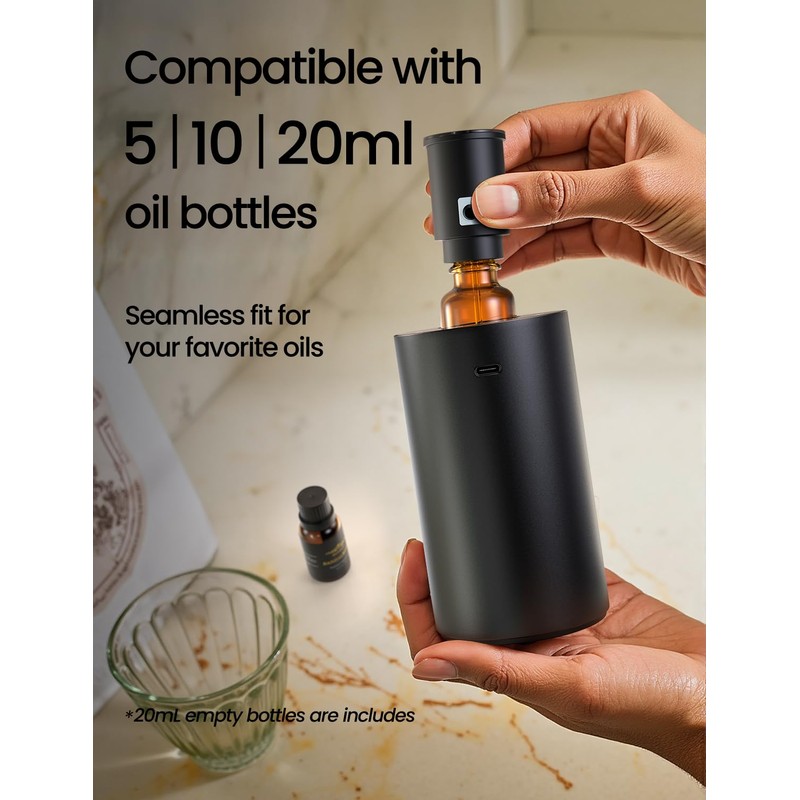 Waterless Essential Oil Diffuser, Rechargeable Scent Diffusers with 3 Mist