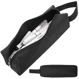 Yuanchu Pencil Case, Waterproof Zip Pencil Case with Handle, Wear-Resistant Pencil Case, Girls Pencil Case, Boy Pencil Case, Black Case Pens for Office, black, simple