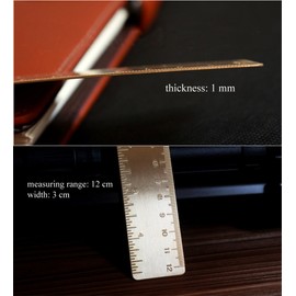 Juland 2pcs Gold Brass Ruler Handy Straight Ruler Vintage Metal Copper Bookmark Cm Inch Dual Scale Engraved 4.72 Inches / 12 cm