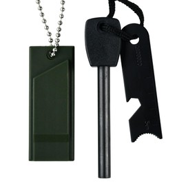 Verstfety Ferrocerium Drilled Flint Fire Starter,Flint Fire Starters for Hiking and Camping,Including a Fire Starter and a Whistle