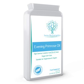 Evening Primrose Oil 1000mg 90 Capsules - Cold Pressed - High GLA Formulation with Vitamin E - No GMOs - UK Made Vegan Soft Gels