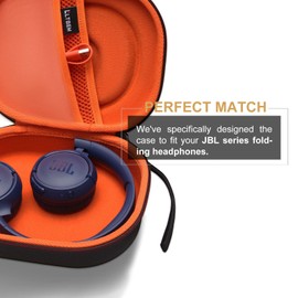 LTGEM EVA Hard Case for JBL Live 770NC/660NC/650BT/460NC/670NC/400BT/500BT and JBL Tune 770NC/710BT/720BT/760NC/700BT/750BT/510BT/660NC/520BT/500/E45BT Bluetooth Wireless Headphone(Black+Orange)