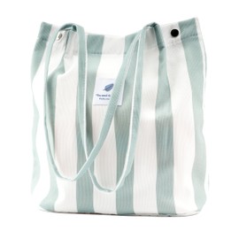 Corduroy Tote Bag Cute Tote Bags for Women Shoulder Bag with Inner Pocket for Work Beach Travel and Shopping Grocery, Green, Large