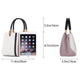 TIBES Top-Handle Handbag Stitching Purse for Women Girls Tote Satchel Shoulder Bags