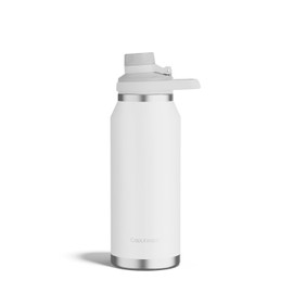 CoolKeeps Insulated Water Bottle 34 oz with Fixable Lid for Sport Travel Gym Stainless Steel Water Bottle, BPA-Free Double Wall Vacuum Metal Flask Bottle Leak Proof (White)