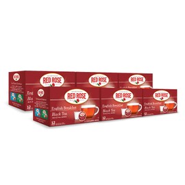 Red Rose Teas Black Teas, 72 Single Serve Cups K-Cup Pods for Keurig Coffee Maker, English Breakfast