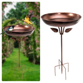 Gatnetly 2 Pack Metal Bird Bath for Outside, Vintage Freestanding Birdbaths & Birdfeeder, Bird Baths Feeder Bowl for Outdoors Garden Patio Yard Lawn Decor