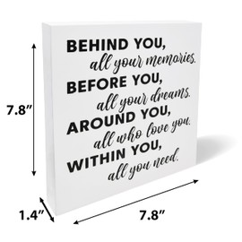 Graduation Quote Wood Box Sign Decor Positive Behind You All Your Memories Wooden Block Plaque Rustic Home Desk Table Shelf Wall Decoration Grad Gift