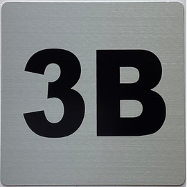 Apartment number 3B sign - UNIT NUMBER 3B SIGN (SILVER, SIZE 4x4 inch, DOUBLE SIDED TAPE) -Broadway Line