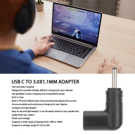 PUSOKEI 90 Degree Type C USB Male to 3.0 x 1.1 mm Male, USB C to DC PD Emulator Trigger, USB C to DC Male Converter for Laptops