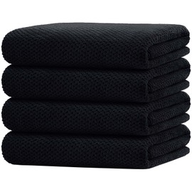 HOMEXCEL Bath Towel Set Pack of 4, 30 x 60 Inches Large Microfiber Bath Towels, Soft, Absorbent, and Quick Dry Towels for Bathroom, Pool, Beach, Swim, and Yoga, Large Bathroom Towels, Black