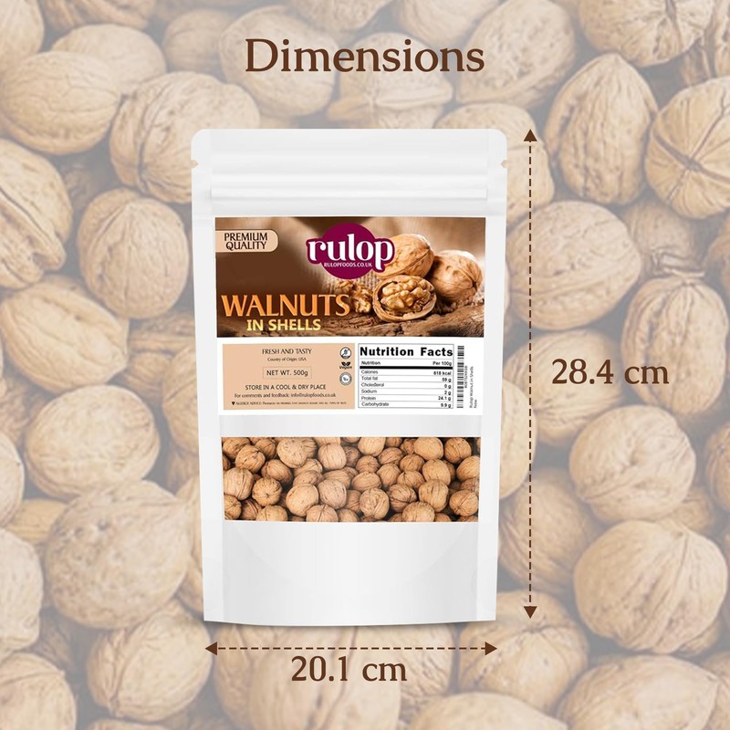 Rulop Walnuts in Shells 500g, Chilian Walnuts, Vegan and 100%