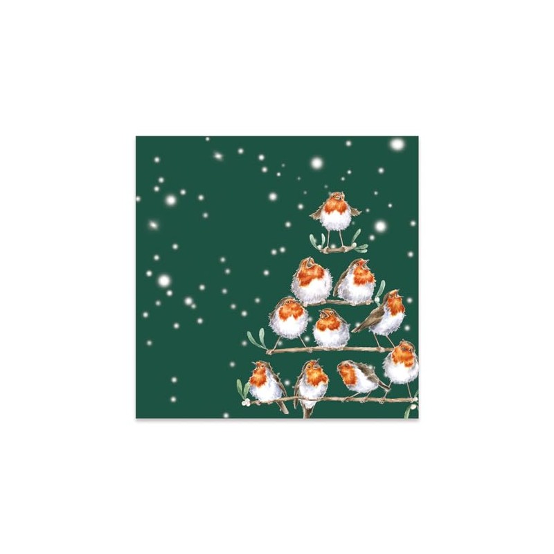 Wrendale Designs Christmas Napkins - Robin - 33cm - Pack