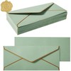 50 Pack #10 Business Envelopes with Gold Border, Self Seal Standard Envelopes with Gold Stickers for Office, Checks, Letter Mailing, Invoices, 4 1/8 x 9 1/2 Inches (Sage-Green)