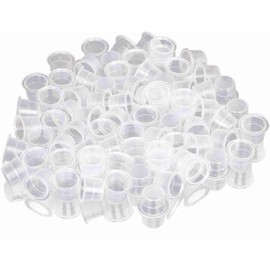 100 PCS/Bolsa Tapas de Tinta para Tatuaje Recipiente de Plástico Accesorios de Maquillaje Permanente Porta Vasos (M)