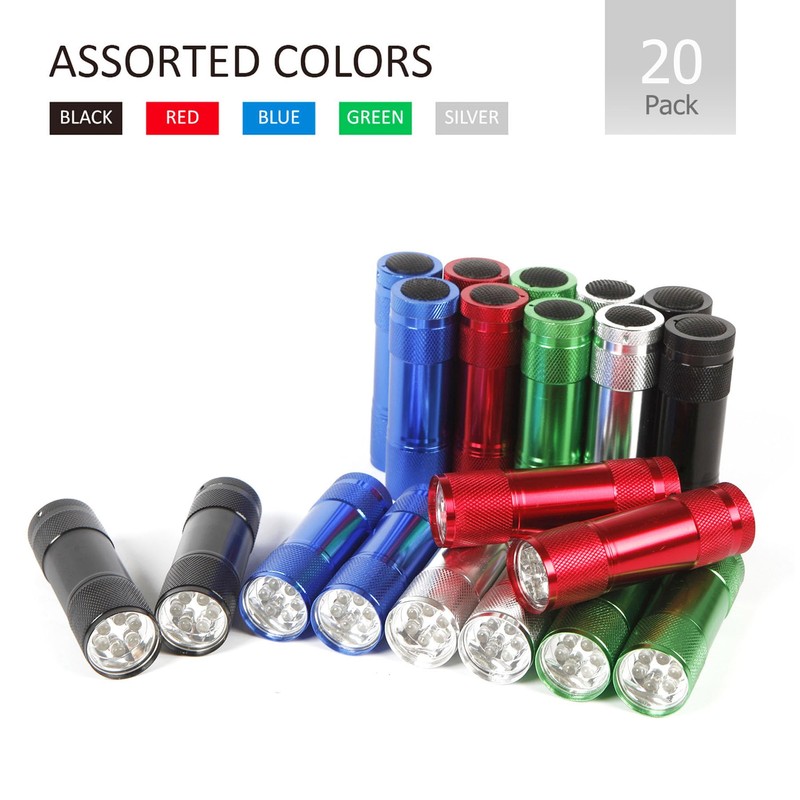 FASTPRO 20-Pack Aluminum 6-LED Flashlights Set with Lanyard and AAA