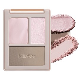 Milfee Cheat Face Contour Palette (03, Plump Pink), Highlight, Shade, Matte Highlight, No Glitter, Nose Shadow, 3D Fee, Small Face, MilleFee (Matte/Glossy)