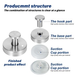 fentar Stainless Steel Suction Cup Hooks for Shower, Bathroom, Kitchen, Glass Door & Tile – Heavy Duty 15 lbs, No Drill Hooks, Rustproof Metal Design – Space-Saving (Gold, 4 Pack)