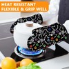 Colorful Skull Oven Mitts and Pot Holders Sets 4Pcs,Heat Resistant
