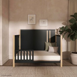 Sweetpea Baby Convertible Crib Toddler Guard Rail in Matte Black, Made of New Zealand Pinewood, Converts Crib to Toddler Bed