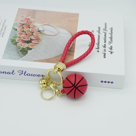 Moydolo Basketball Keyring Pendant Novelty Sport Ball Fans Keychain Ring Charm for Boys Girls Men Women, red