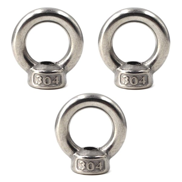 M12 Lifting Eye Nut 304 Stainless Steel Ring Eye Bolts Threaded Nuts Pack of 3