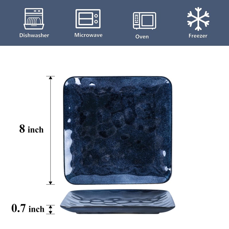 vicrays Ceramic Square Plates Set of 6 - Porcelain 8