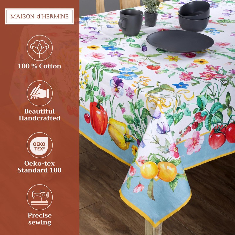 Maison d'Hermine Tablecloths, 100% Cotton, 140 cm x 180 cm,