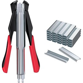 Proster Manual Hog Ring Plier Kit - Hog Ring Gun with 2500pcs Galvanized Steel Hog Rings for Auto Feed Fence Fastener Staple Plier Nailer for Pigpen Birdcage