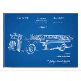 Studio 21 Graphix 1939 Aerial Fire Truck Patent Print Art Poster UNFRAMED Blueprint 18" X 24"