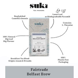 Suki Tea Belfast Brew - Pack of 50 Pyramid Tea Bags - Indian Assam and East African Black Tea Blend - Full Flavoured - Fairtrade - Great Taste - Infuses and Brews in 2-5 Minutes