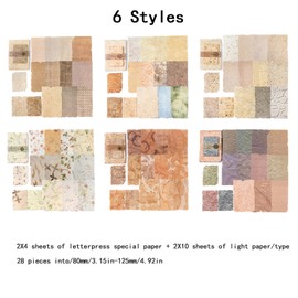 168 Pieces Scrapbook Paper, Vintage Decorative Paper Relief Vintage Paper Textured Scrapbooking Paper Retro Scrapbook Paper Set for DIY Photo Album, Diary, Notebook, Card Making