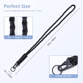 YETOOME Heavy Duty Neck Lanyard Keychain for Men Women Outdoor Survival, Black Parachute Rope Necklace Keychains with HK Clip Key Ring for ID Card Badge Holder, Camera, Wallet and Keys