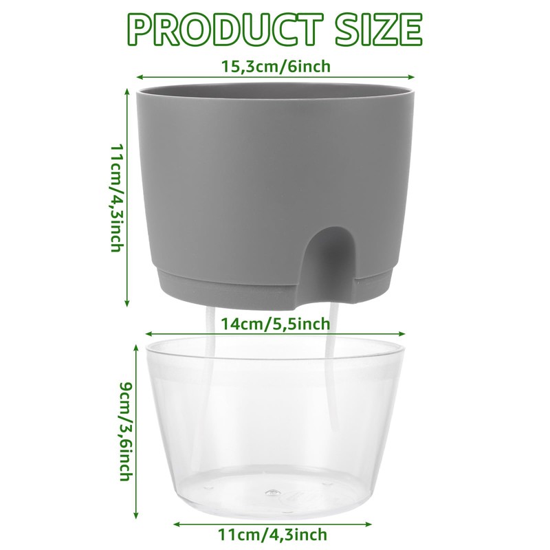 APACALI Set of 4 Herb Pots, Kitchen Set, Windowsill, Self-Watering,