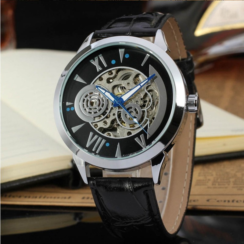 Forsining Automatic Mechanical Men's Watch Multi Function Male Wristwatch (Black)