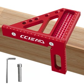 3D Carpenter Square with Degrees Scriber, 22.5-90 Degree Drawing Line Ruler with Pin, Precision Square for Woodworking, Construction, Craftsmen and DIY (Inch)