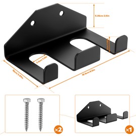 Vertical Barbell Bar Wall Hook, Dumbbell Stand Wall Mount for Olympic Dumbbells, Dumbbell Rack for 2 Bars, Space-Saving Barbell Stand for Vertical Hanging (2 Bars/Black)