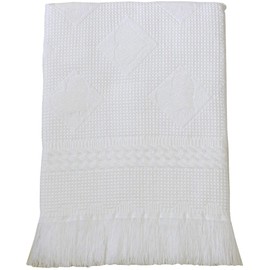 BabyPrem Baby Large Soft Acrylic Hearts Shawl Blanket 122 x 122cm WHITE